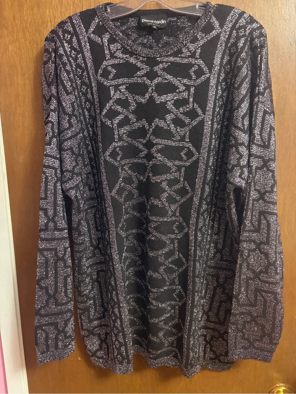 Black and Silver Patterned Women's Sweater Dress